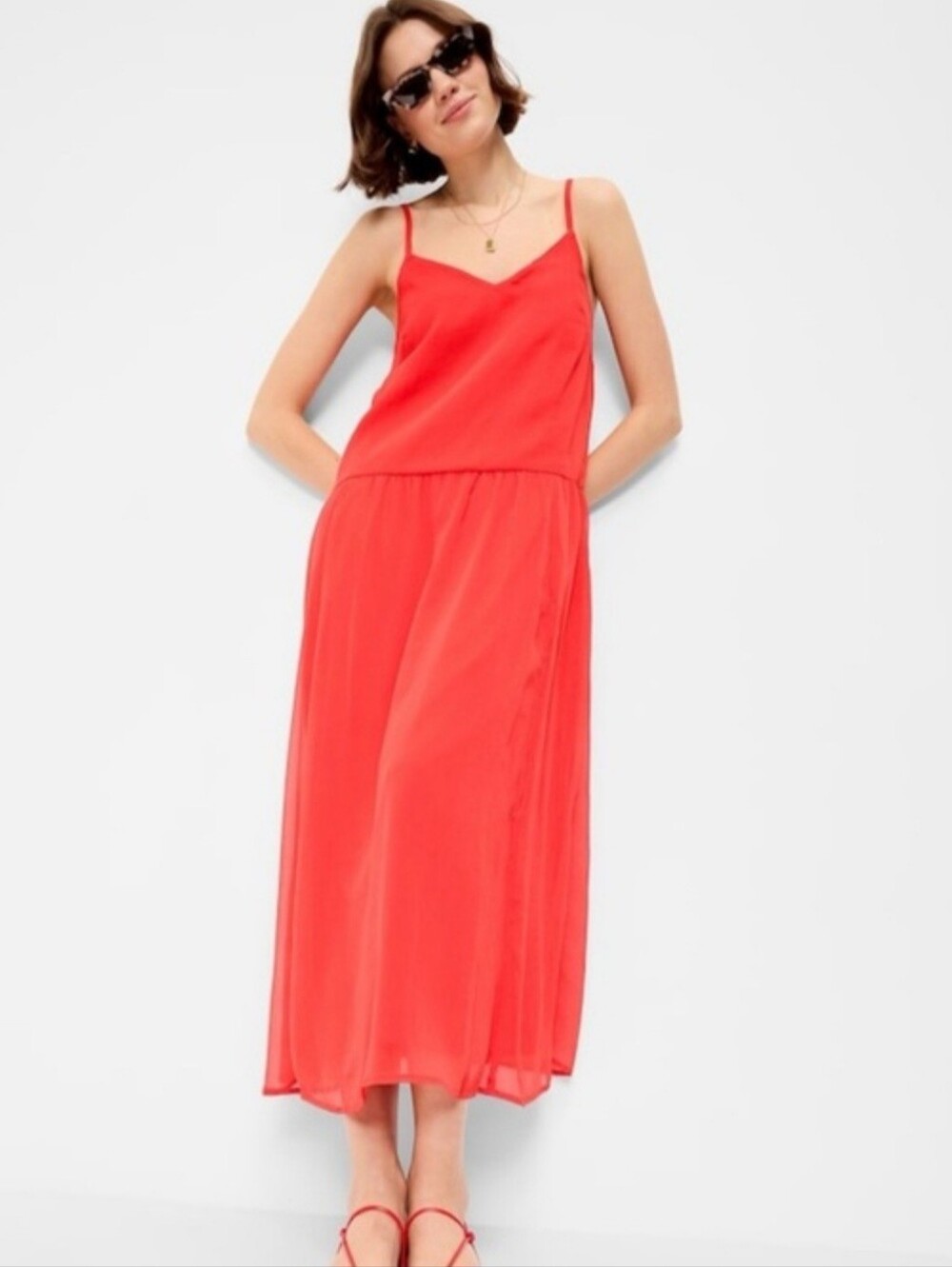 NWT Old Navy Moonfish Orange Chiffon Drop-waist Maxi Dress